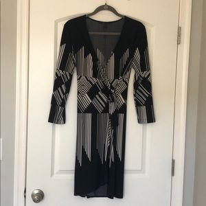 BCBG black wrap dress.